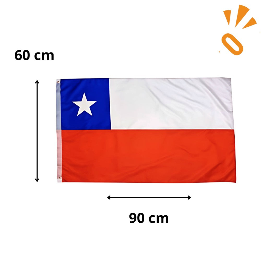 Bandera de Chile 60 x 90 cm Fiestas Patrias