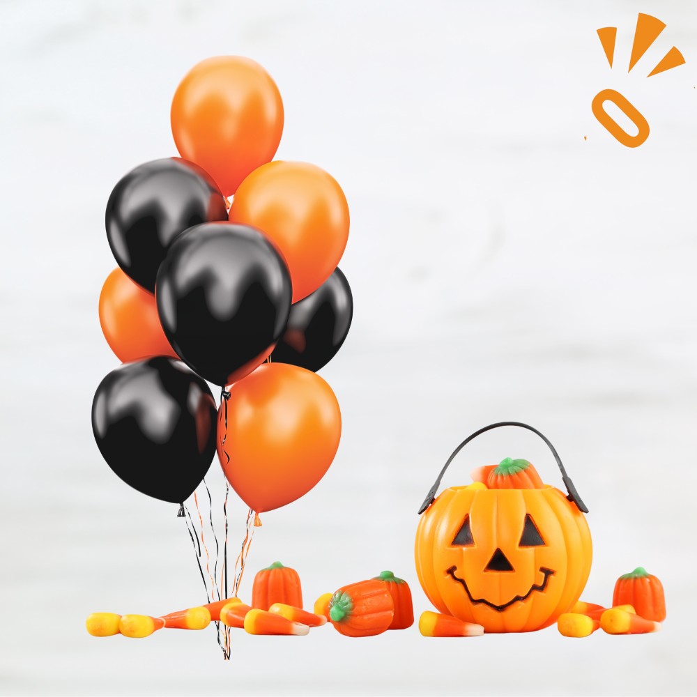 Globos Naranjo y Negro Halloween x 25