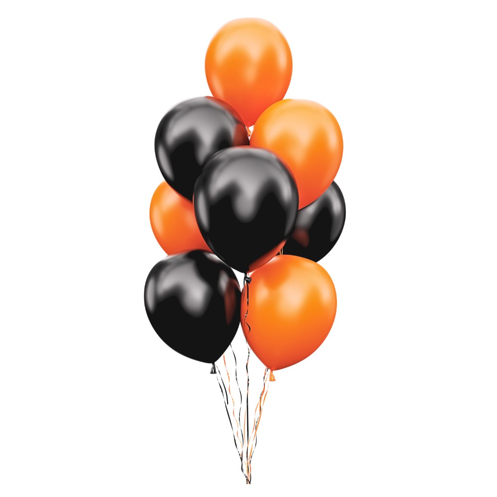 Globos Naranjo y Negro Halloween x 25