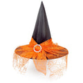 Gorro Bruja Velo y Brillos Naranjo