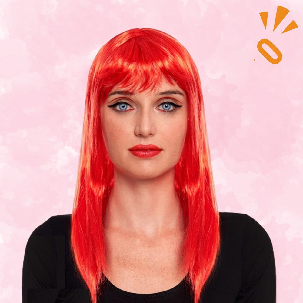 Peluca Larga Roja