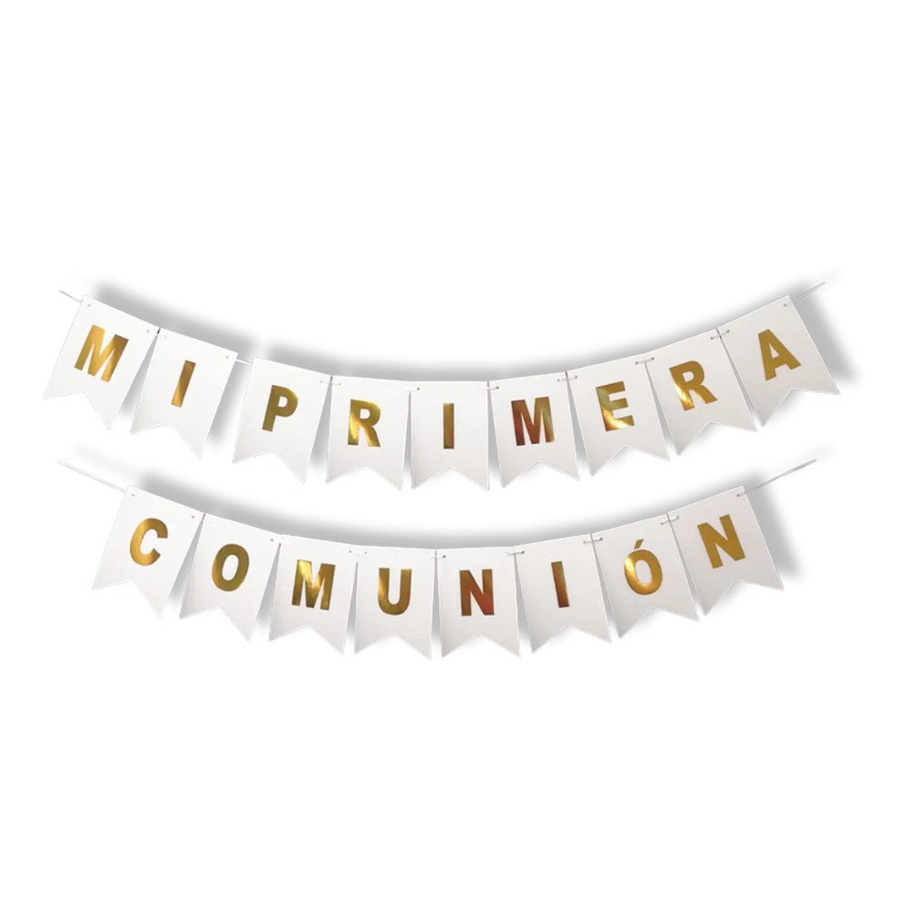 Guirnalda Mi Primera Comunión Blanco Dorado