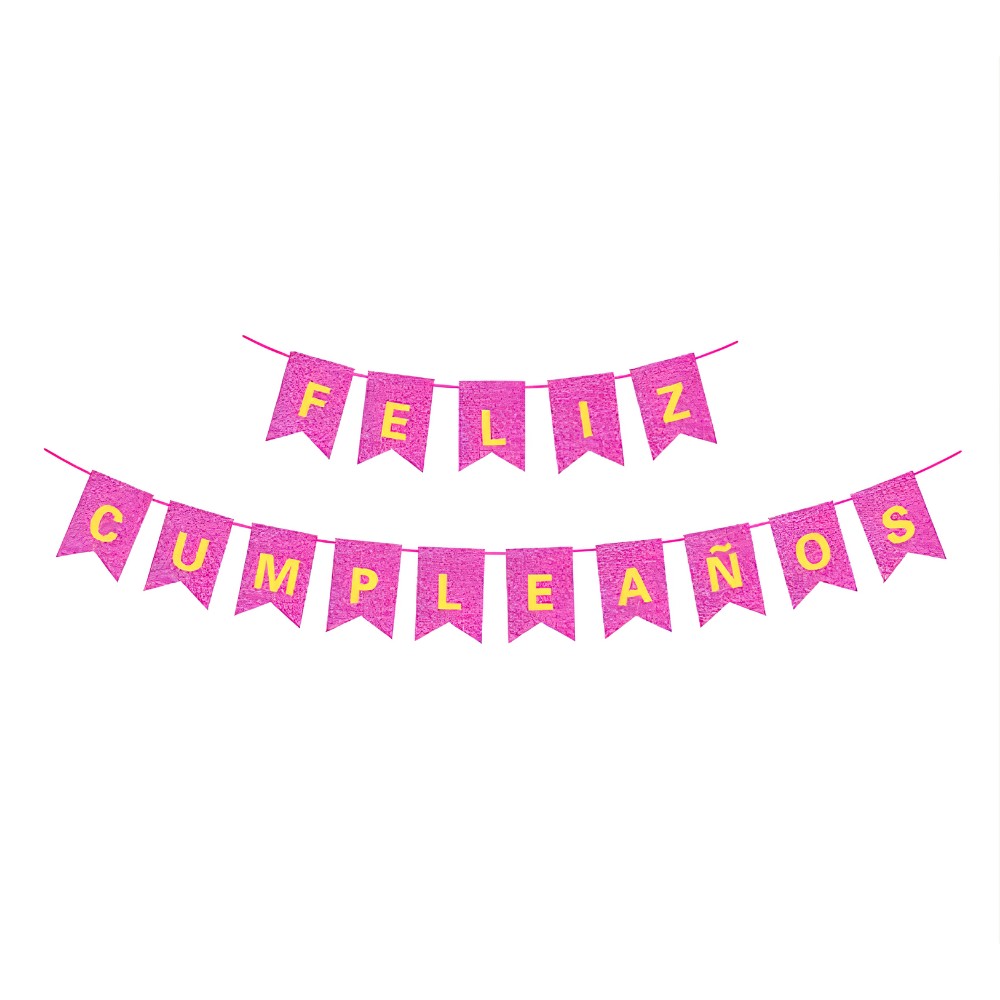 Guirnalda Banderín "Feliz Cumpleaños" Glitter Fucsia