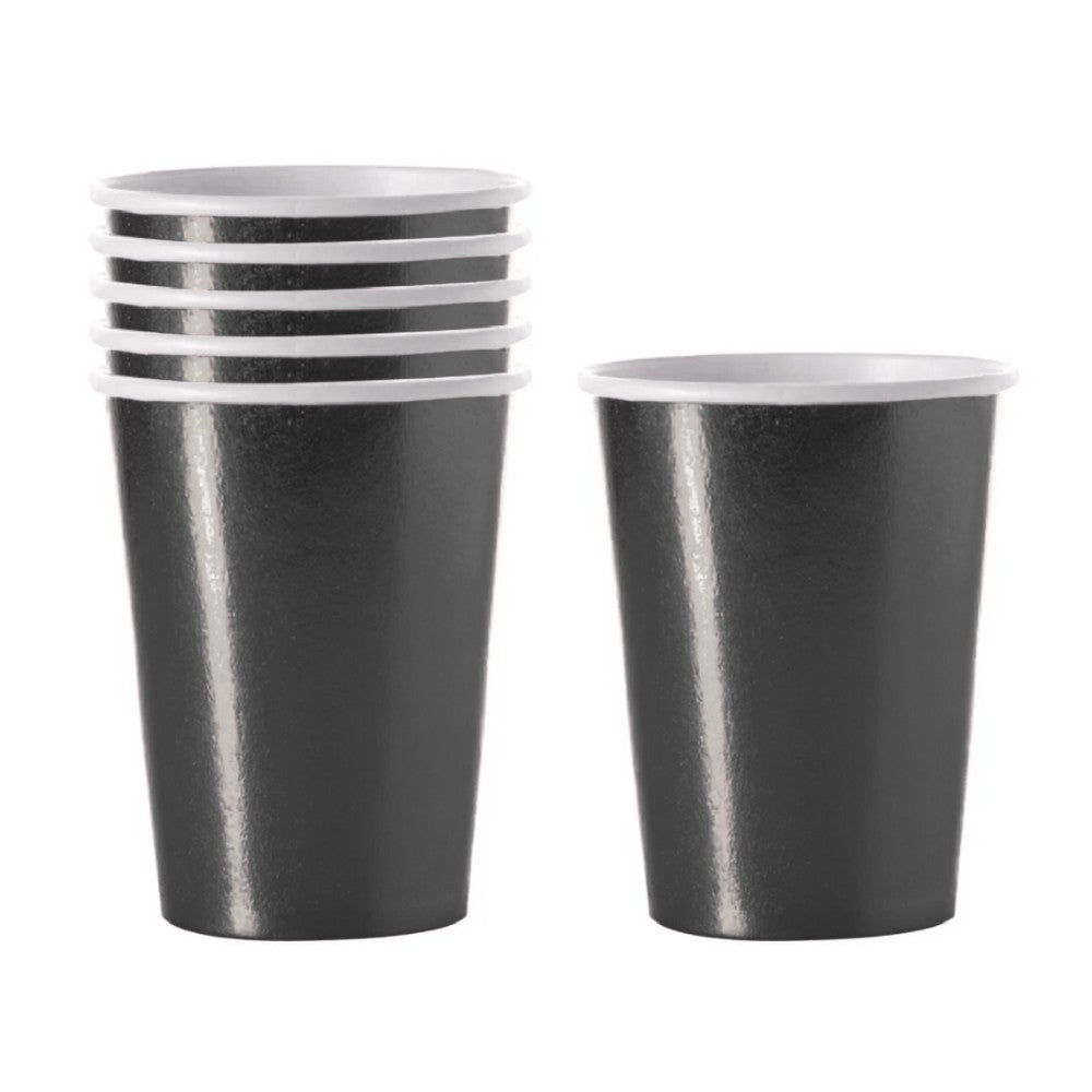 Vaso Polipapel Metalizado Negro 300 ml x 6
