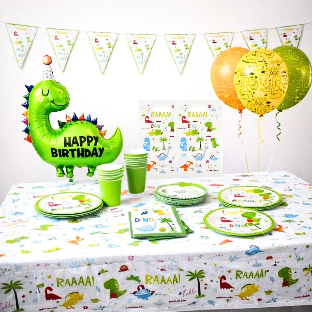 Pack Decoración Cumpleaños Dinosaurio Peque para 24 Personas