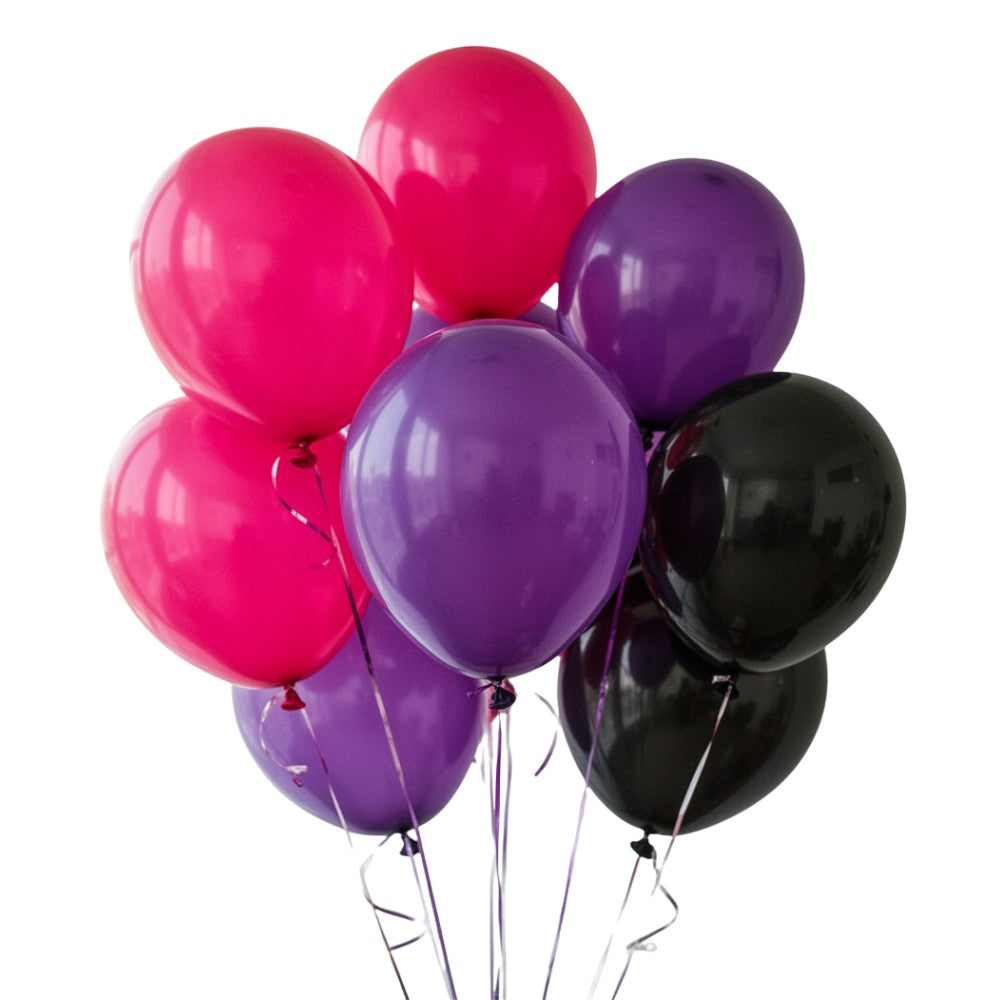 Globos Látex Mix Fucsia Negro Morado x 20