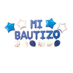 Set Globos Letras Mi Bautizo Celeste
