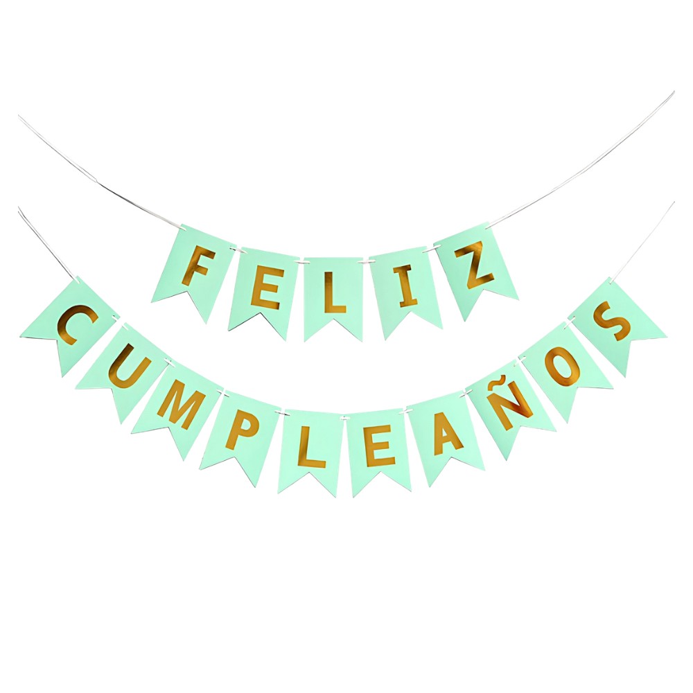 Guirnalda Banderín "Feliz Cumpleaños" Menta