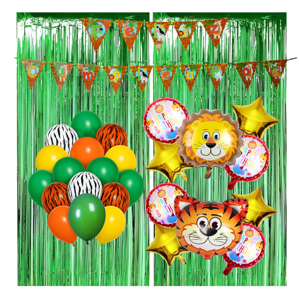 Set Decoración Cumpleaños Animales de la Selva | Cotillón Activarte