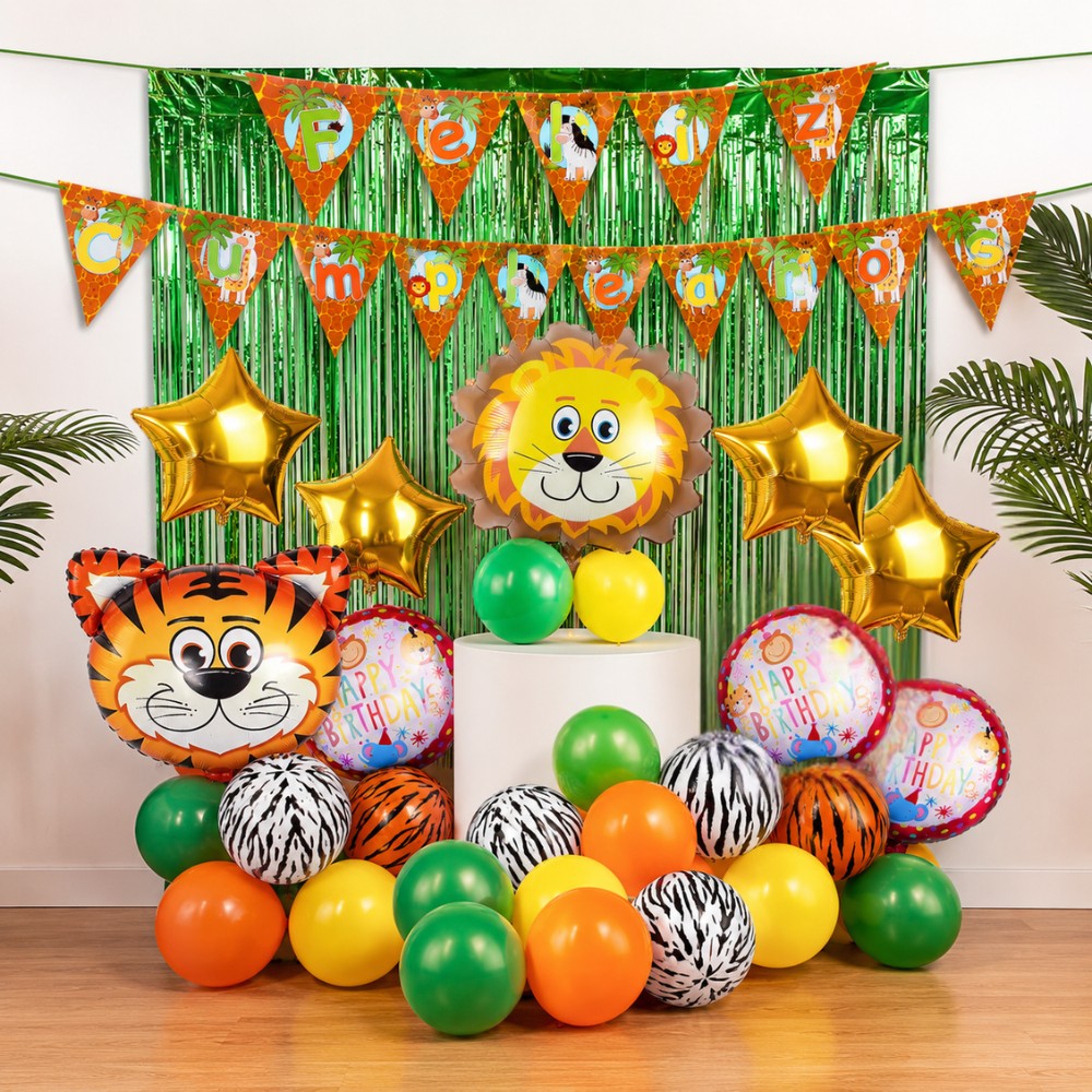 Set Decoración Cumpleaños Animales de la Selva | Cotillón Activarte