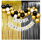 Set Decoración Cumpleaños Negro Dorado Blanco | Cotillón Activarte