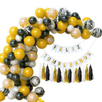 Kit Decoración Cumpleaños Arco Orgánico Negro Dorado Ágata
