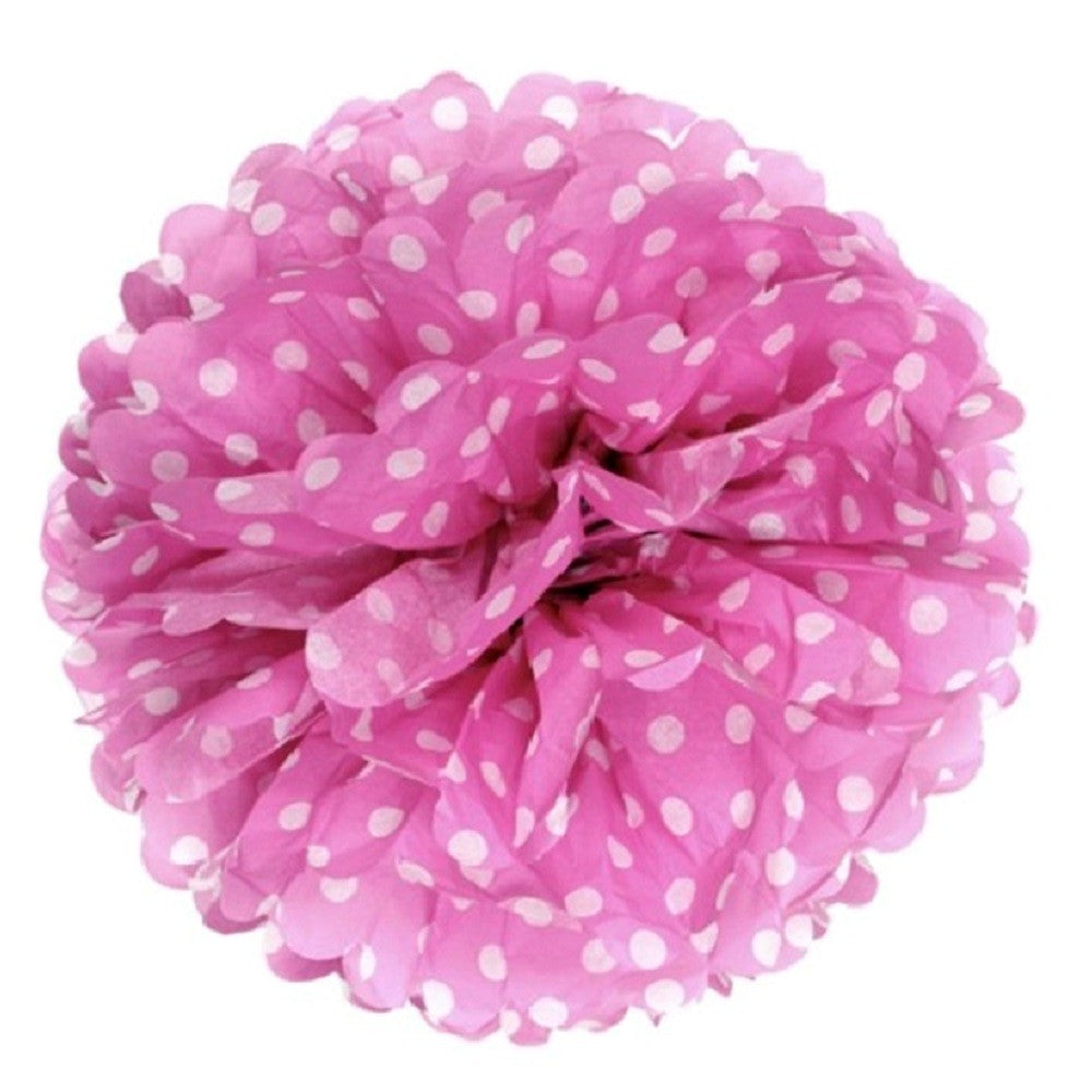 Set 6 Pompón Papel Lunares 35 cm Colores