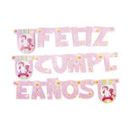 Guirnalda Feliz Cumpleaños Unicornio Rosado