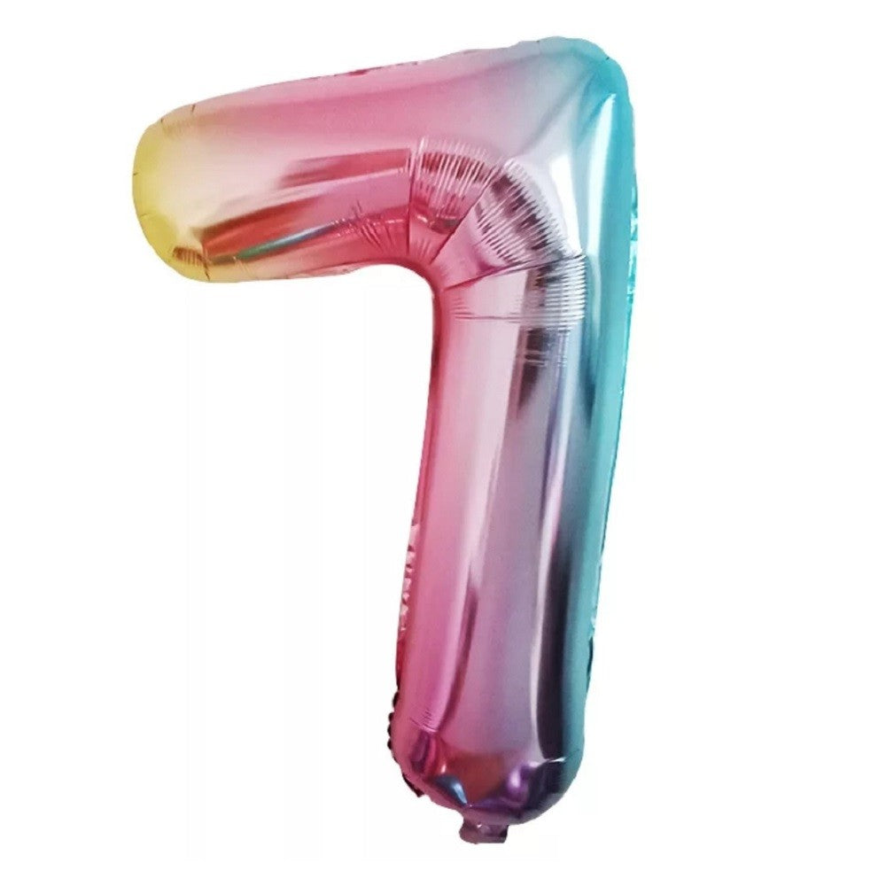 Globo Metálico Arcoiris Números 70 cm