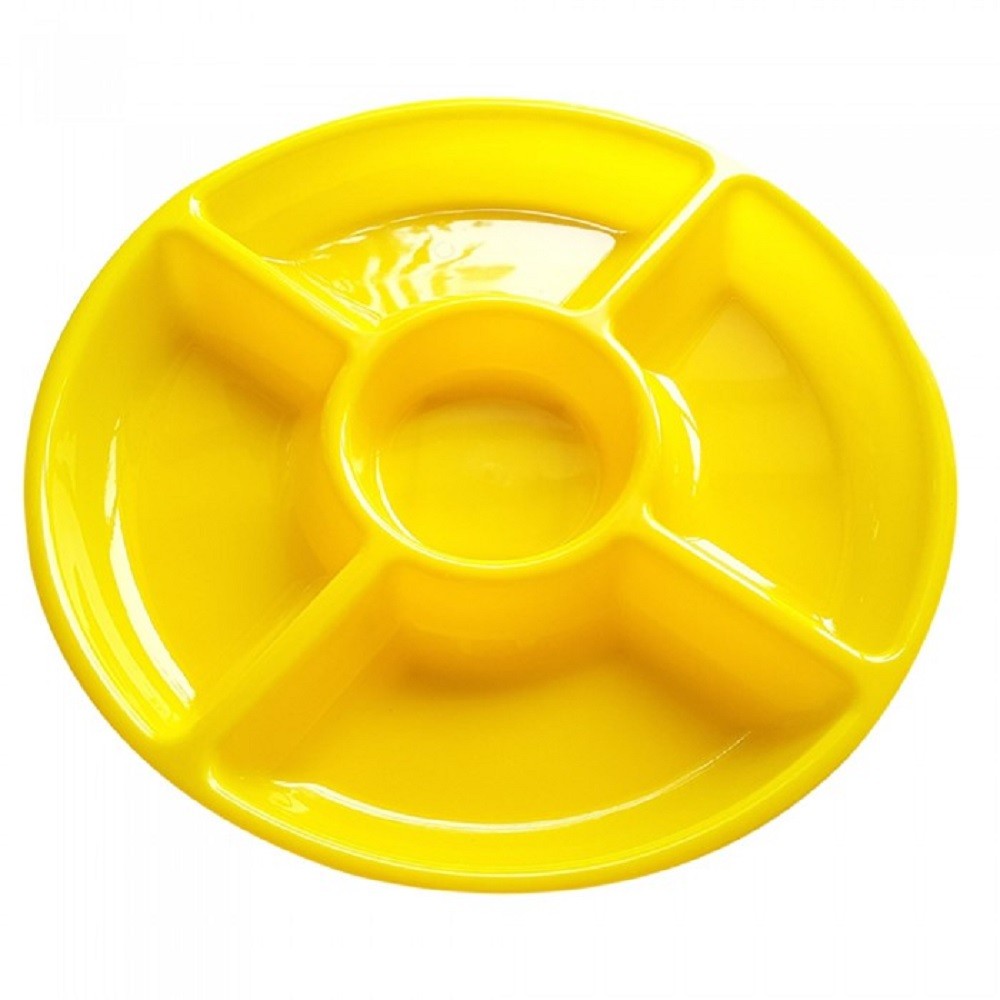 Bandeja Circular con Divisiones Reutilizable Colores