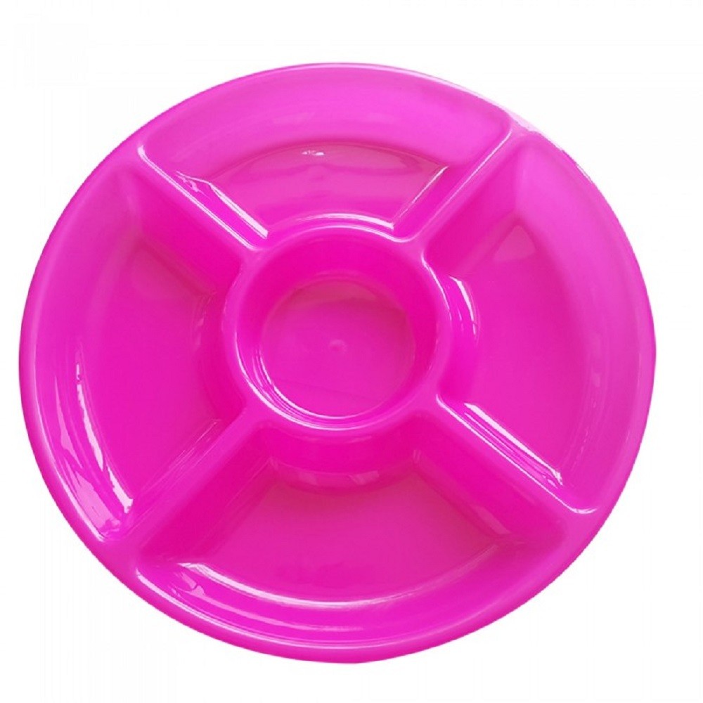 Bandeja Circular con Divisiones Reutilizable Colores