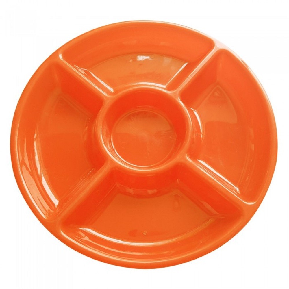 Bandeja Circular con Divisiones Reutilizable Colores