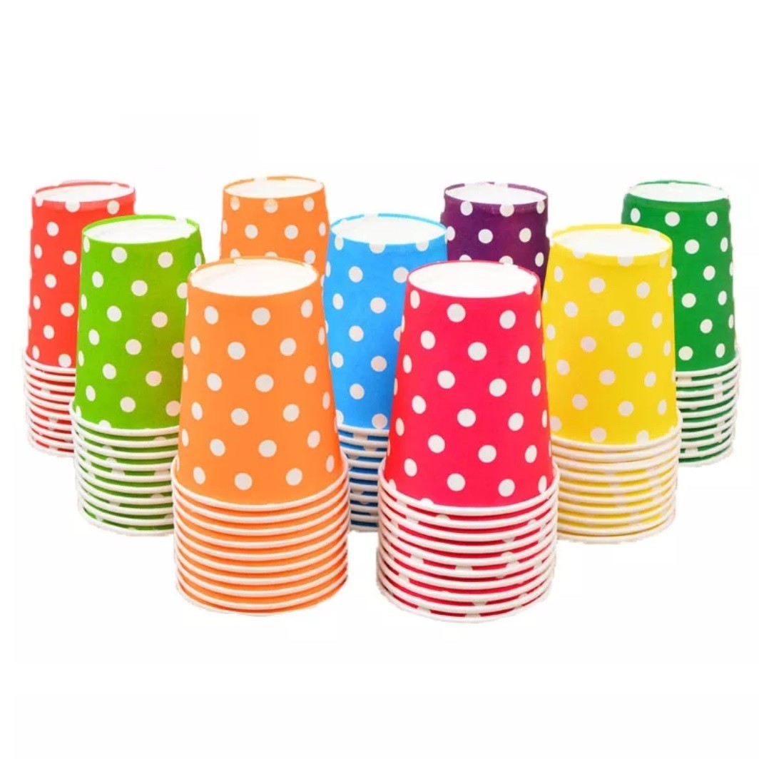 Vaso Polipapel Lunares Colores x 10