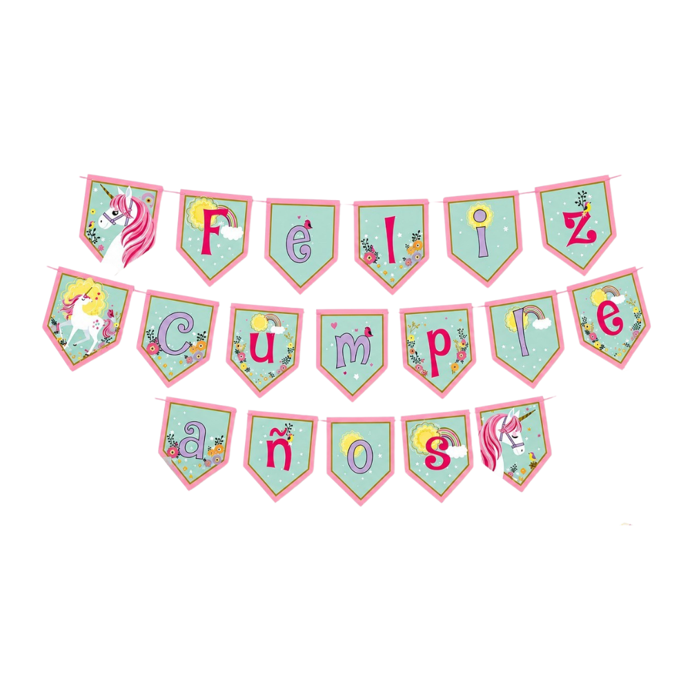 Guirnalda Feliz Cumpleaños Unicornio Encantado