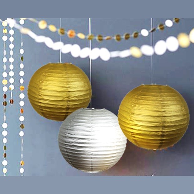 Pantalla Decoración 25 cms Dorado y Plateado