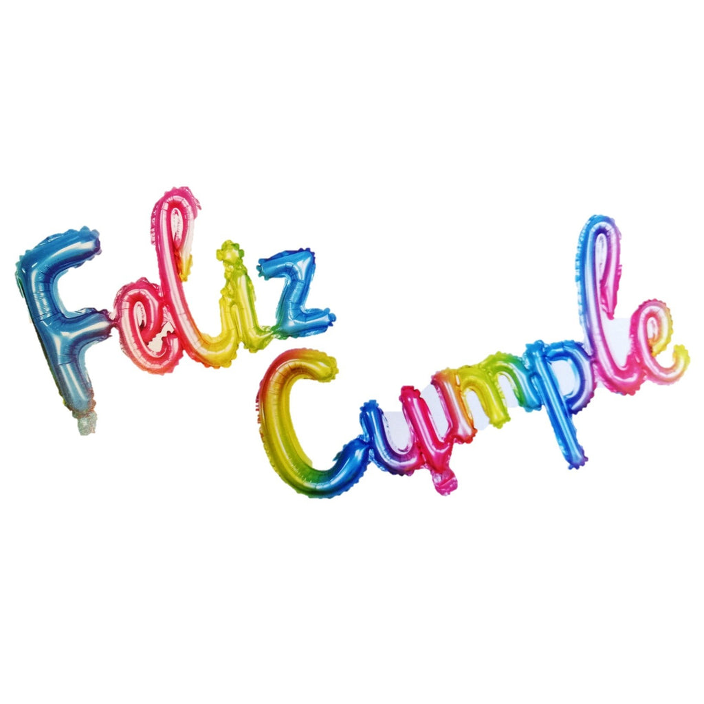 Globo Metálico Feliz Cumple Cursiva Colores
