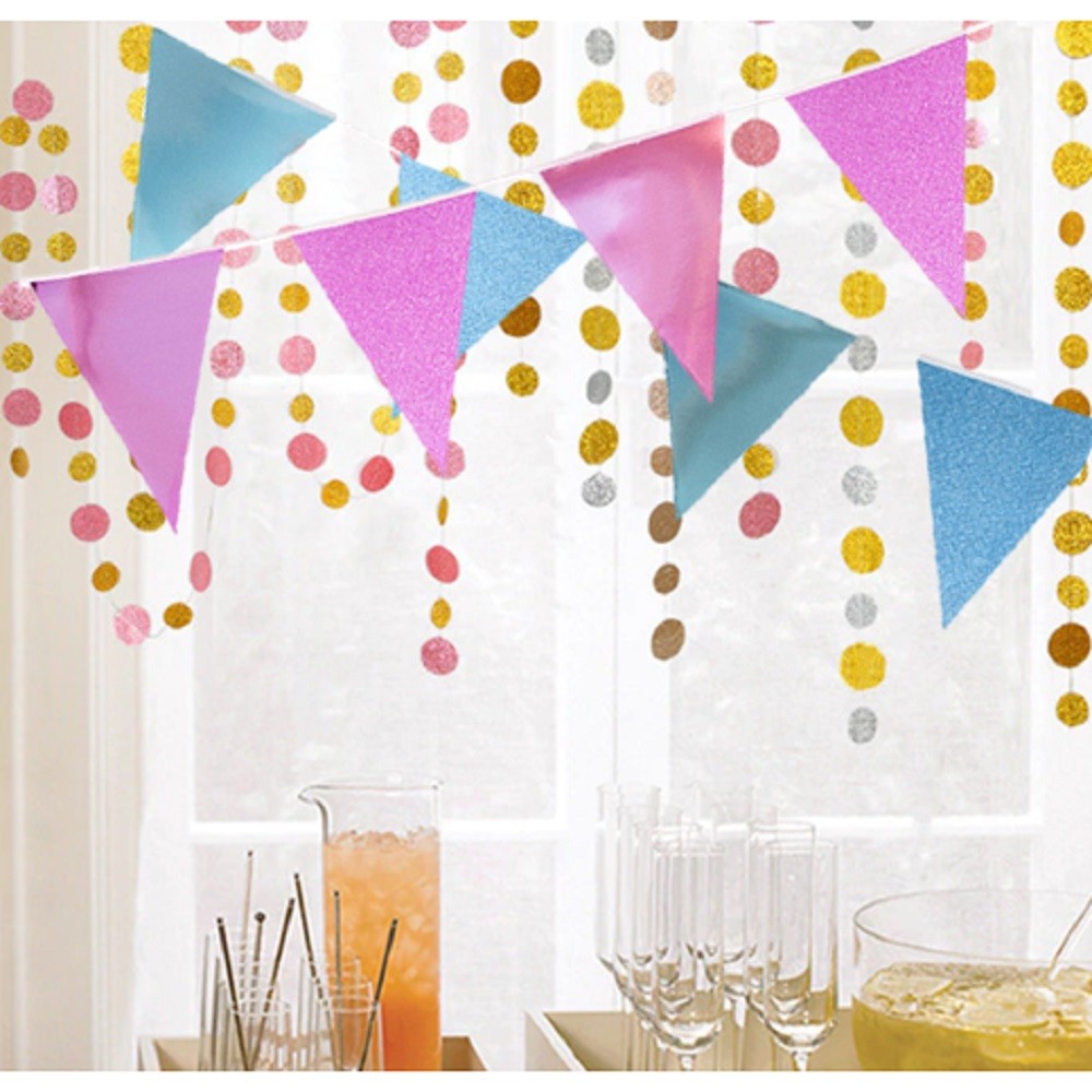 Guirnalda Banderines Metal Glitter Colores