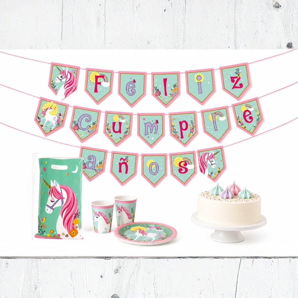 Guirnalda Feliz Cumpleaños Unicornio Encantado