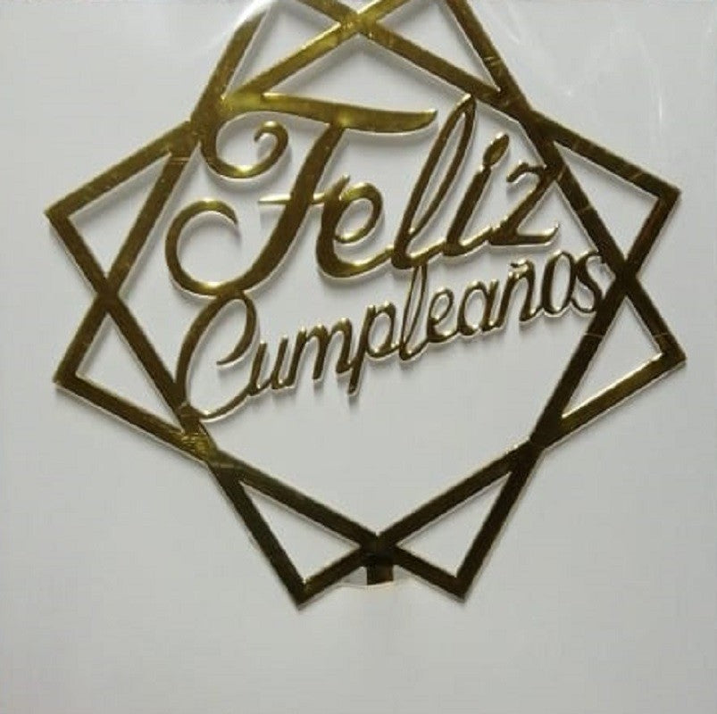 Topper Torta Cuadrado Feliz Cumpleaños
