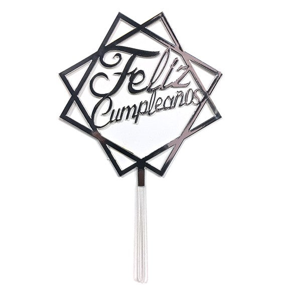 Topper Torta Cuadrado Feliz Cumpleaños