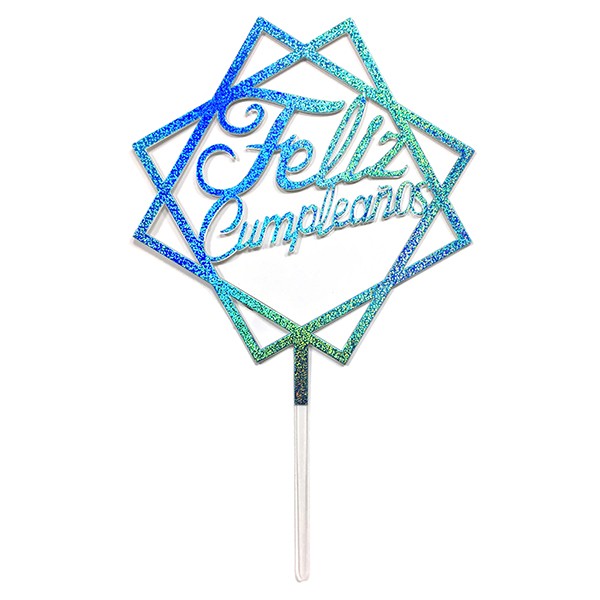 Topper Torta Cuadrado Feliz Cumpleaños