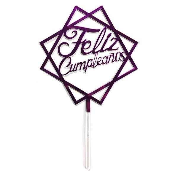 Topper Torta Cuadrado Feliz Cumpleaños