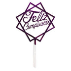 Topper Torta Cuadrado Feliz Cumpleaños