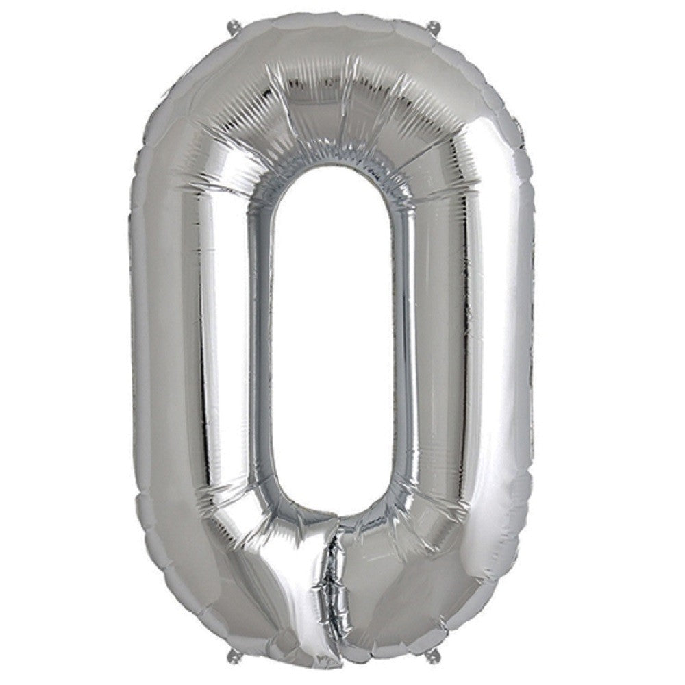 Globo Metálico 70 cm Números Plateado