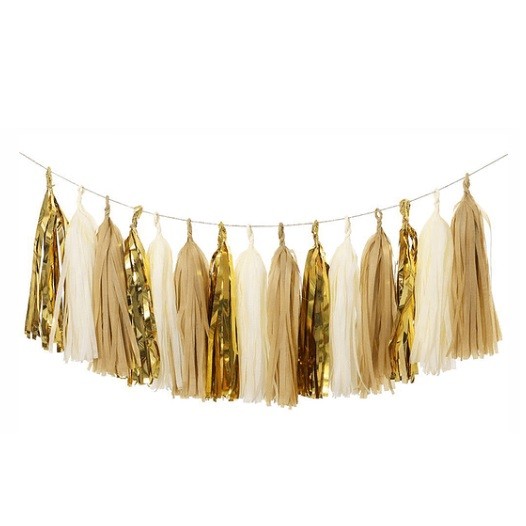 Guirnalda Tassel Metal Beige Dorado