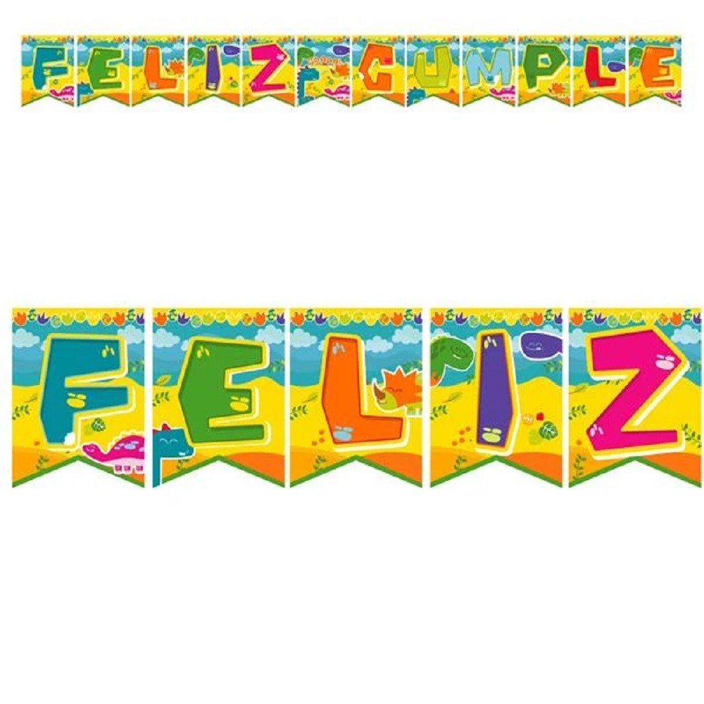 Guirnalda Feliz Cumpleaños Dinosaurio