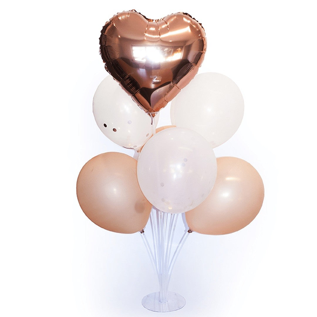Set 7 Globos Rose Gold con Base | Decoración Cumpleaños