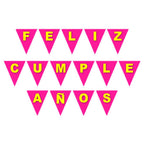 Banderín Feliz Cumpleaños Flúor Colores