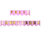 Guirnalda Banderín "Feliz Cumpleaños" Rosado Dorado