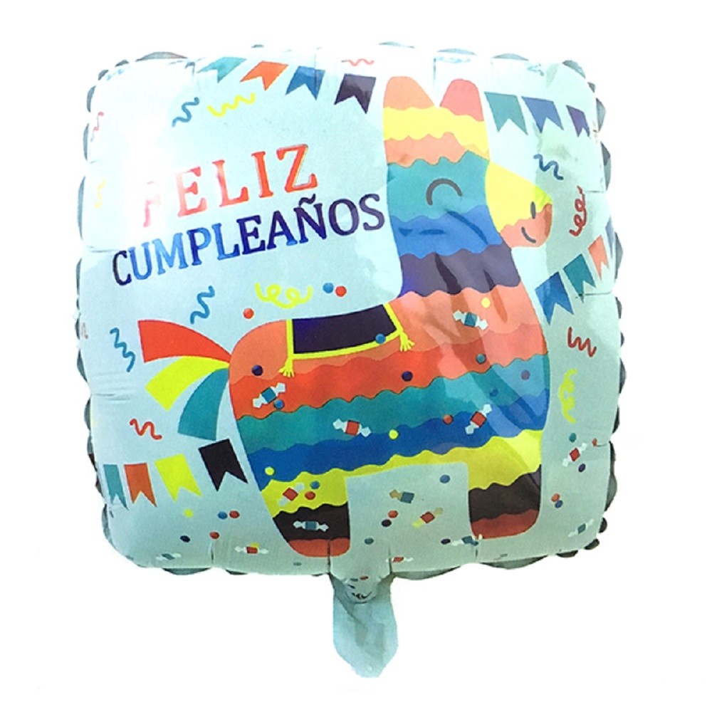 Globo Metálico Feliz Cumpleaños Llama Cuadrado