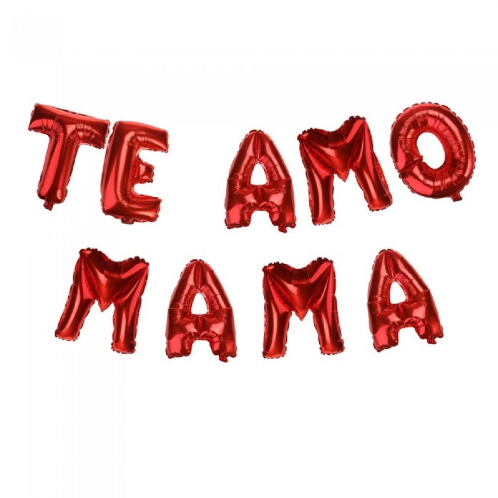 Globos Metálicos Letras Rojas TE AMO MAMÁ