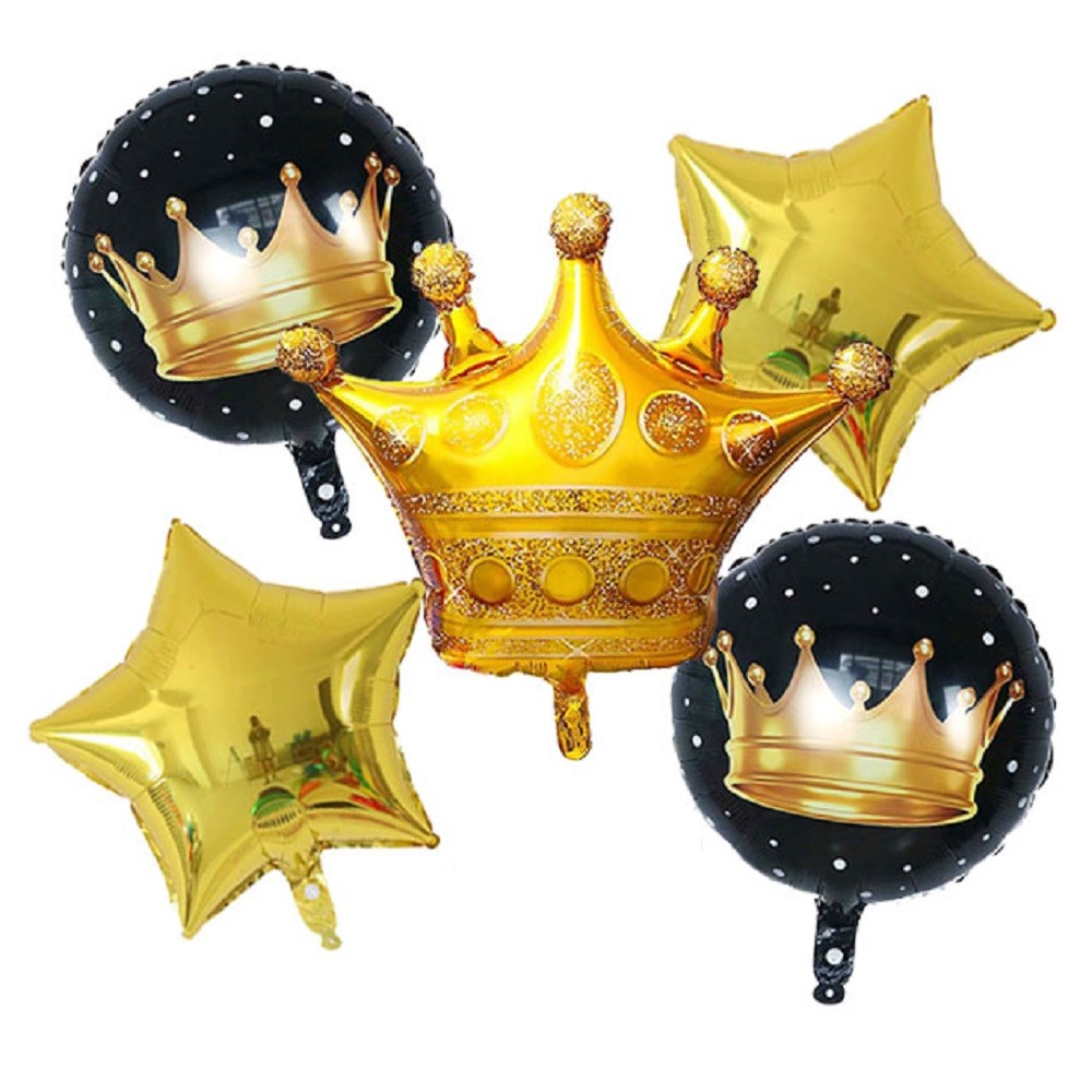 Set 5 Globos Metálicos Corona | Decoración Cumpleaños