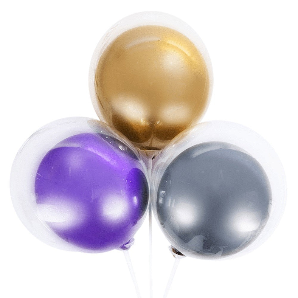 Globos Doble Traslucidos Metalizado x 6