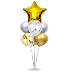 Set 7 Globos con Base Estrella Cromo Dorado | Cotillón Activarte