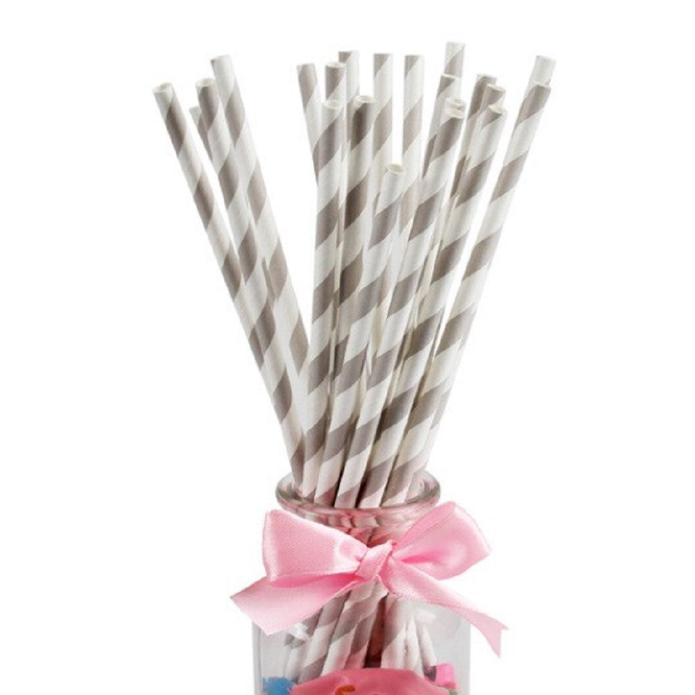 Bombilla de Papel Rayas Metalizada x 12