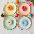 Plato Pastel Bordes Dorados 18 cm