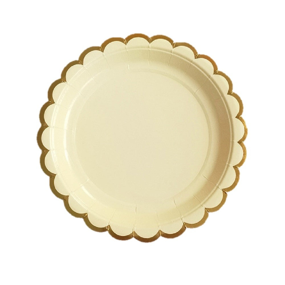 Plato Pastel Bordes Dorados 18 cm