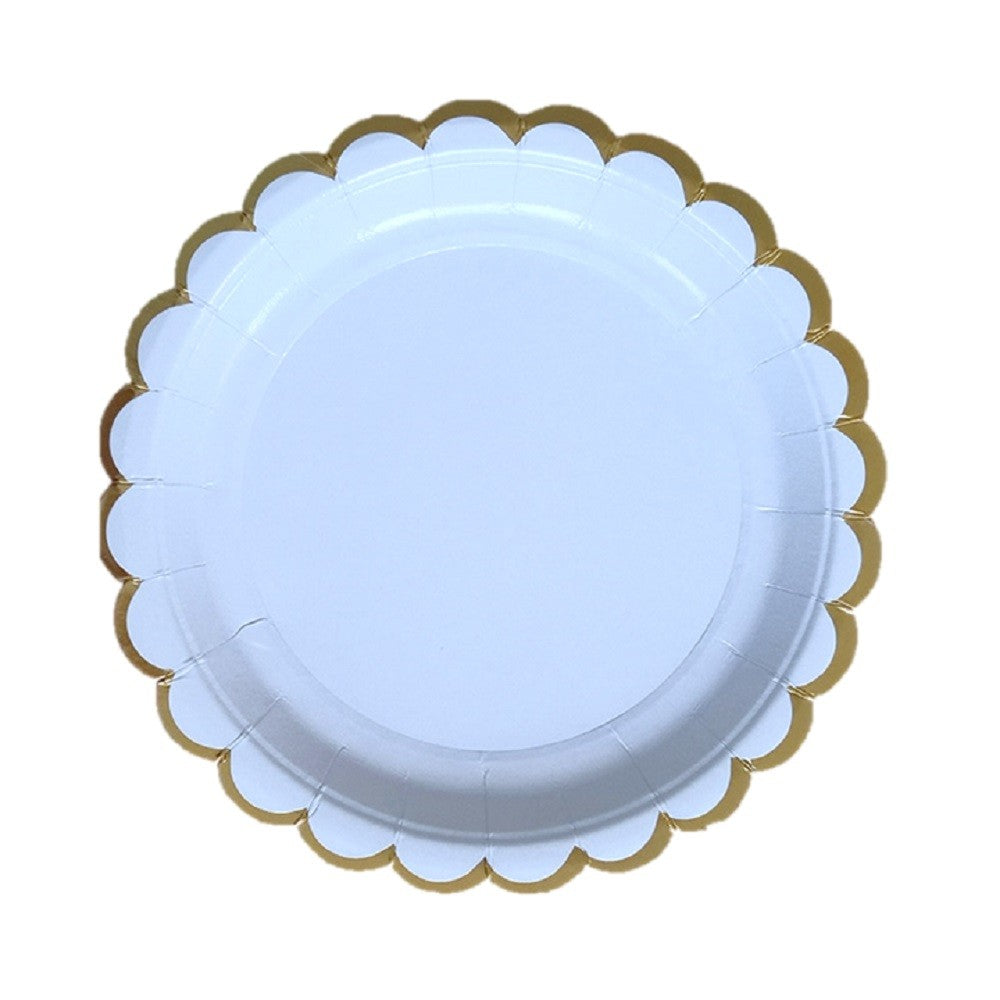 Plato Pastel Bordes Dorados 18 cm