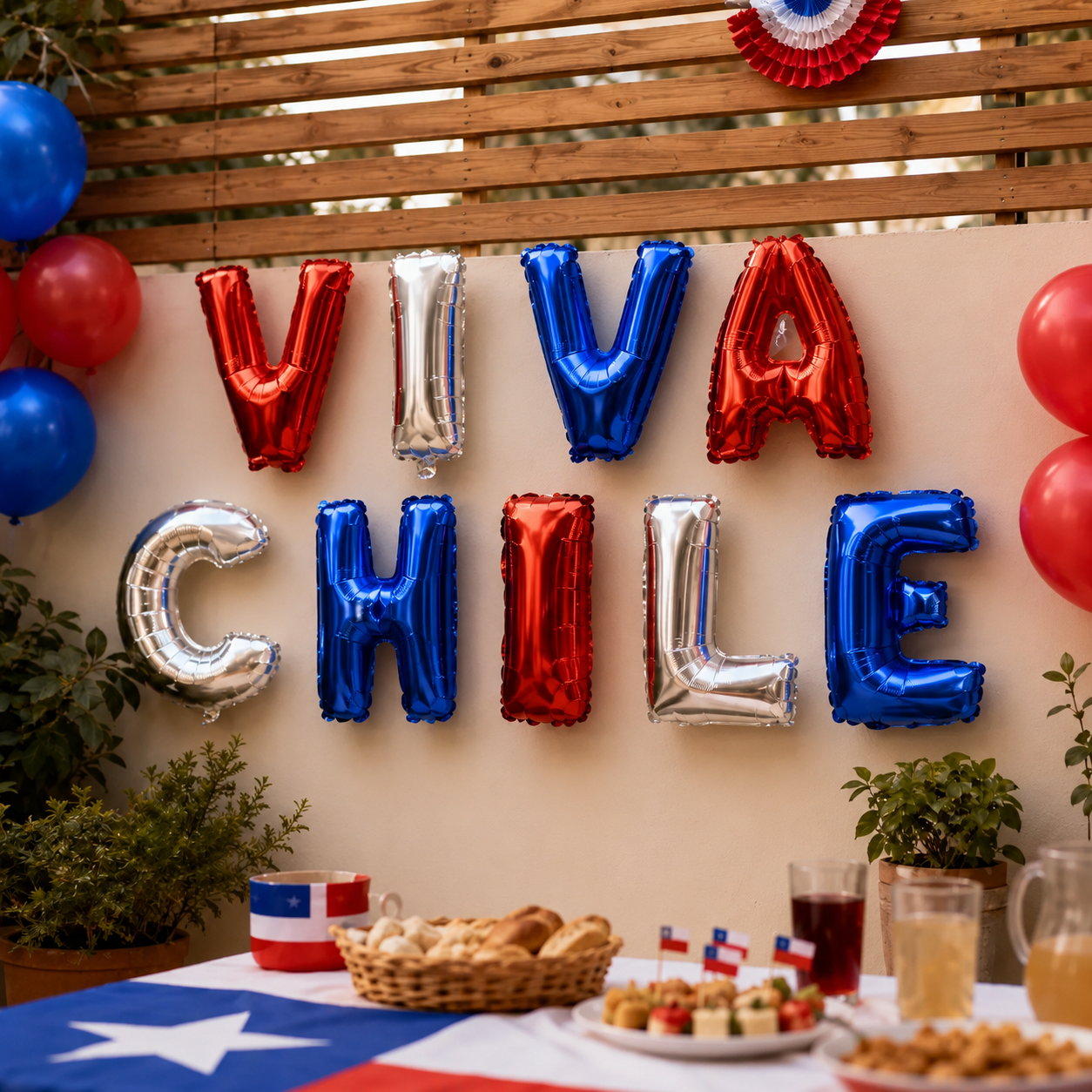 Globos Metálicos Letras Viva Chile Fiestas Patrias