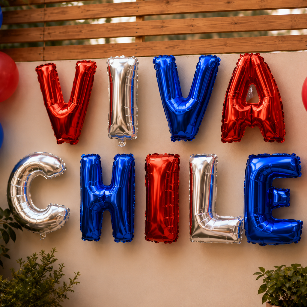 Globos Metálicos Letras Viva Chile Fiestas Patrias